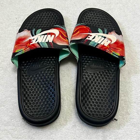 Nike Women's Benassi JDI Tropical Floral Slide Sandals - Size 7 - Picture 9 of 10